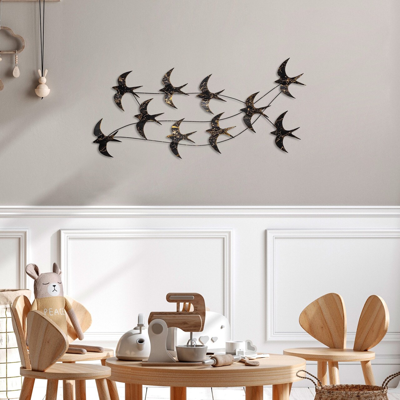 Decoratiune de perete, Flock of Swallows 3, Dimensiuni: 45 x 104 x 8 cm, Multicolor - view 3