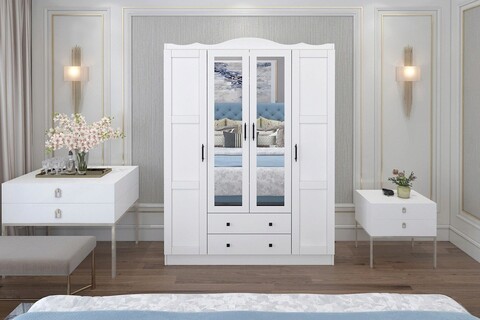 Dulap pentru haine, Glenevis, Sahra 904, 140x186x50 cm, Alb Glenevis