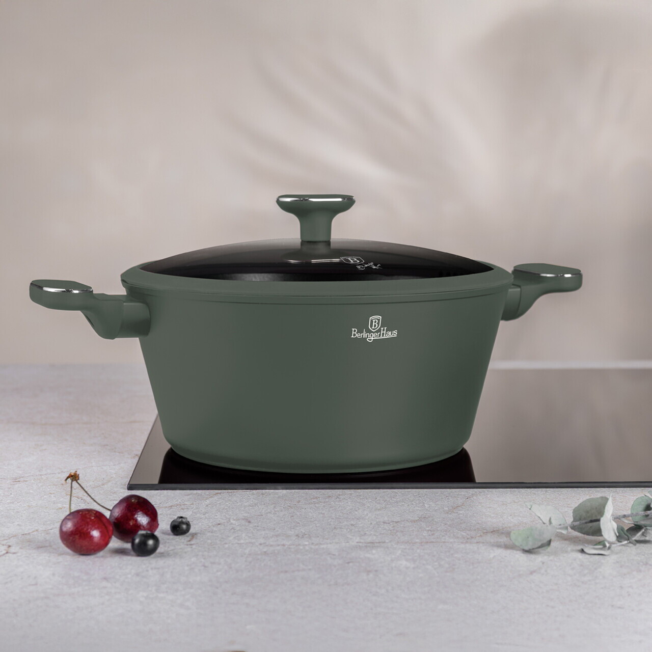 Oala cu capac Berlinger Haus, Matte Green, 28 cm, 6.1 L, aluminiu forjat, verde mat - imagine 5