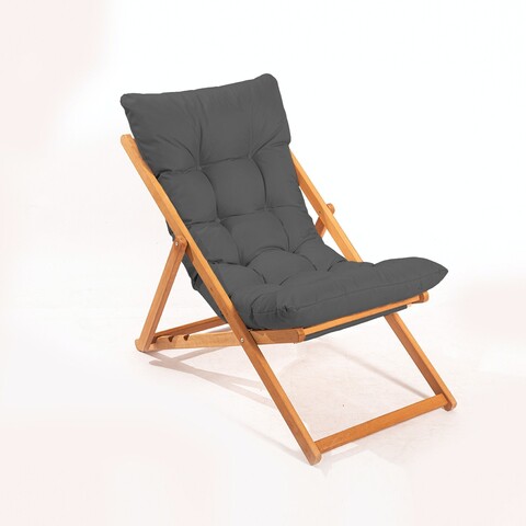 Scaun de gradina, Meya Dekor, My006, 59x90x44 cm, Lemn de fag, Gri / Natural