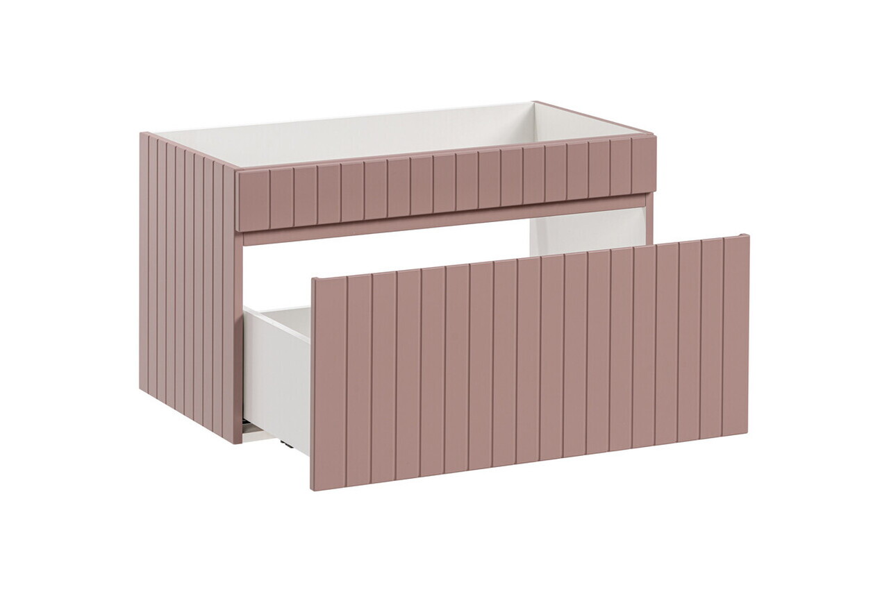 Set mobilier baie Iconic Rose 80 cm, dulap inalt si masca cu lavoar, Comad, MDF/PAL, roz