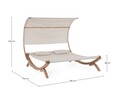 Sezlong tip pat dublu cu umbrela 2 locuri Noes, Bizzotto, 180 x 196 x 165 cm, lemn de larice/textilena 1x1