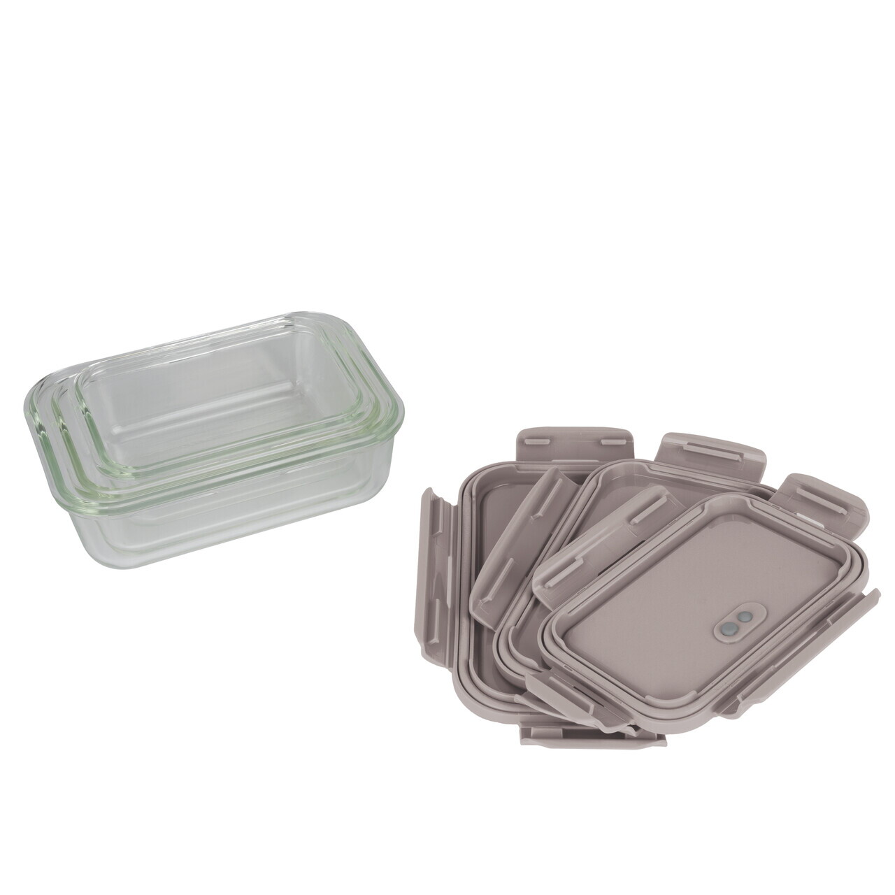 Set 3 caserole cu capac Berlinger Haus, Taupe, 570 ml / 840 ml / 1.18 L, sticla/plastic, taupe/transparent - imagine 5