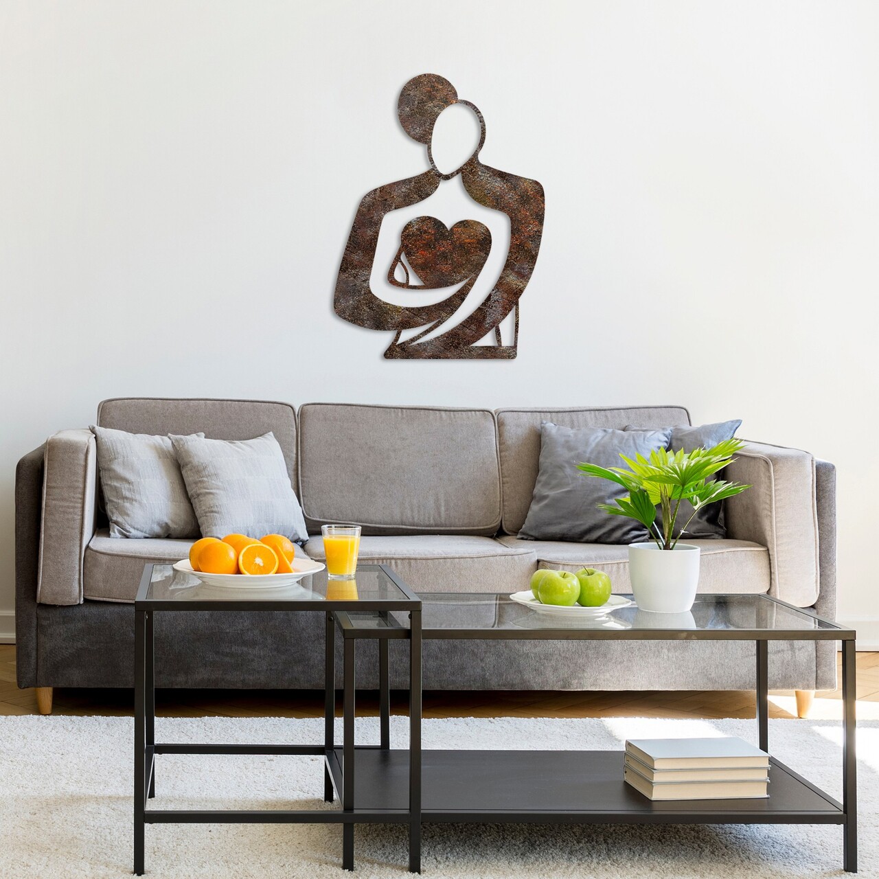 Decoratiune de perete, Rusty Hug, Dimensiune: 70 x 52 cm, Maro antichizat - view 4