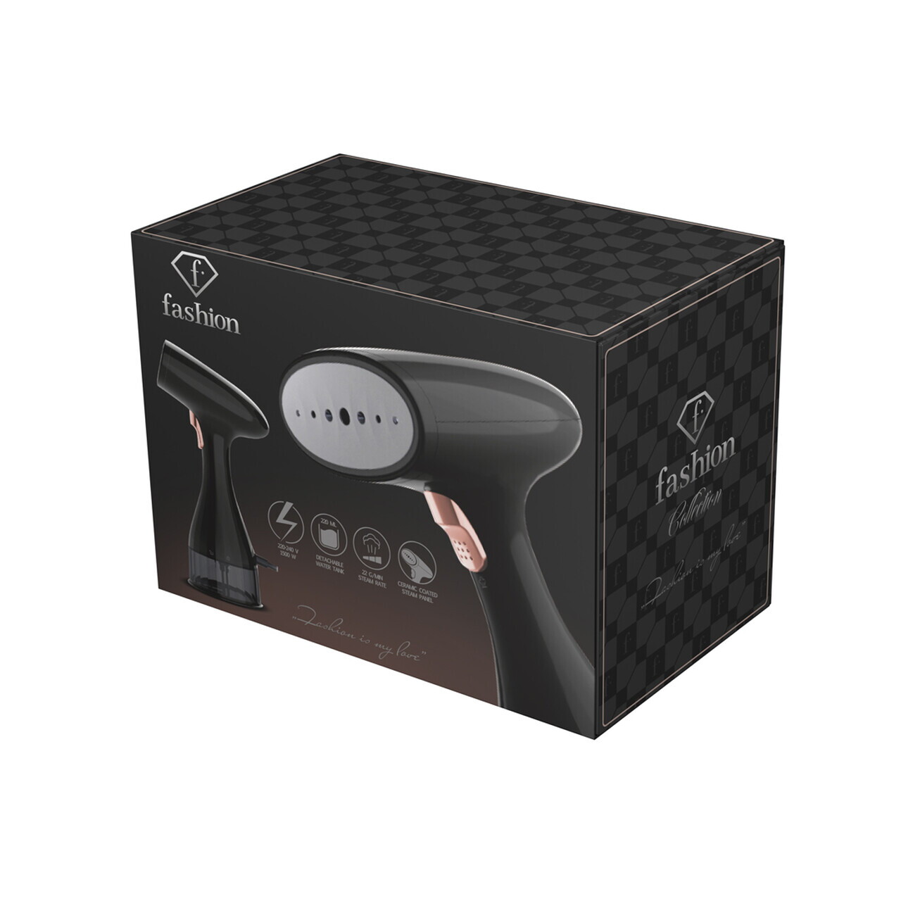 Aparat de calcat cu aburi Fashion TV, Matte Black-Rose Gold, 1500W, 220 ml, invelis ceramic, negru - imagine 12