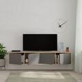 Comoda TV, Decortie, Spark, 180 x 35 x 35.6 cm, pal melaminat, antracit/stejar