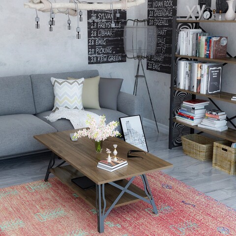 Masuta de cafea, zena home, tisra, pal, nuc / negru
