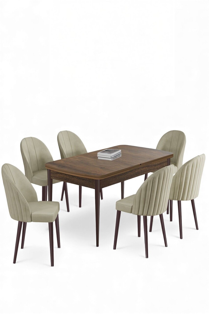 Set masa extensibila si scaune, Hanah Home, Enya, Baroc / Crem - view 2