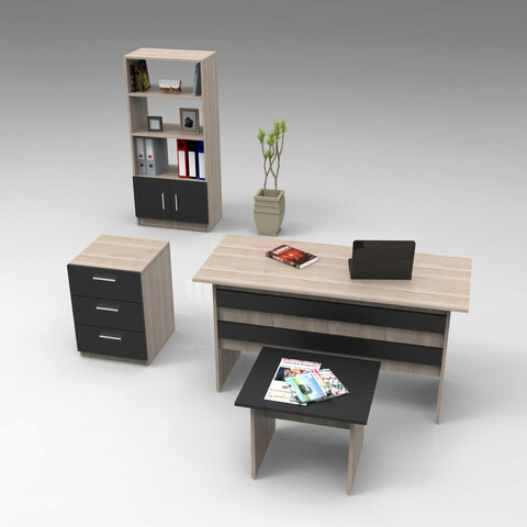 Set mobilier de birou, locelso, vo11, stejar / negru