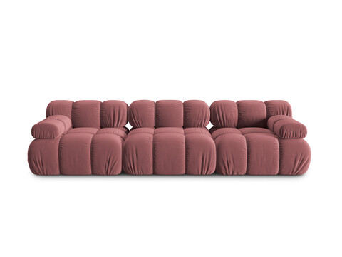 Canapea modulara 3 locuri, Bellis-51, Micadoni Home, 282x94x70 cm, catifea, roz