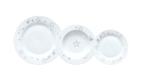 Serviciu de masa, 18 piese, tognana, olimpia etoile silver, portelan, alb
