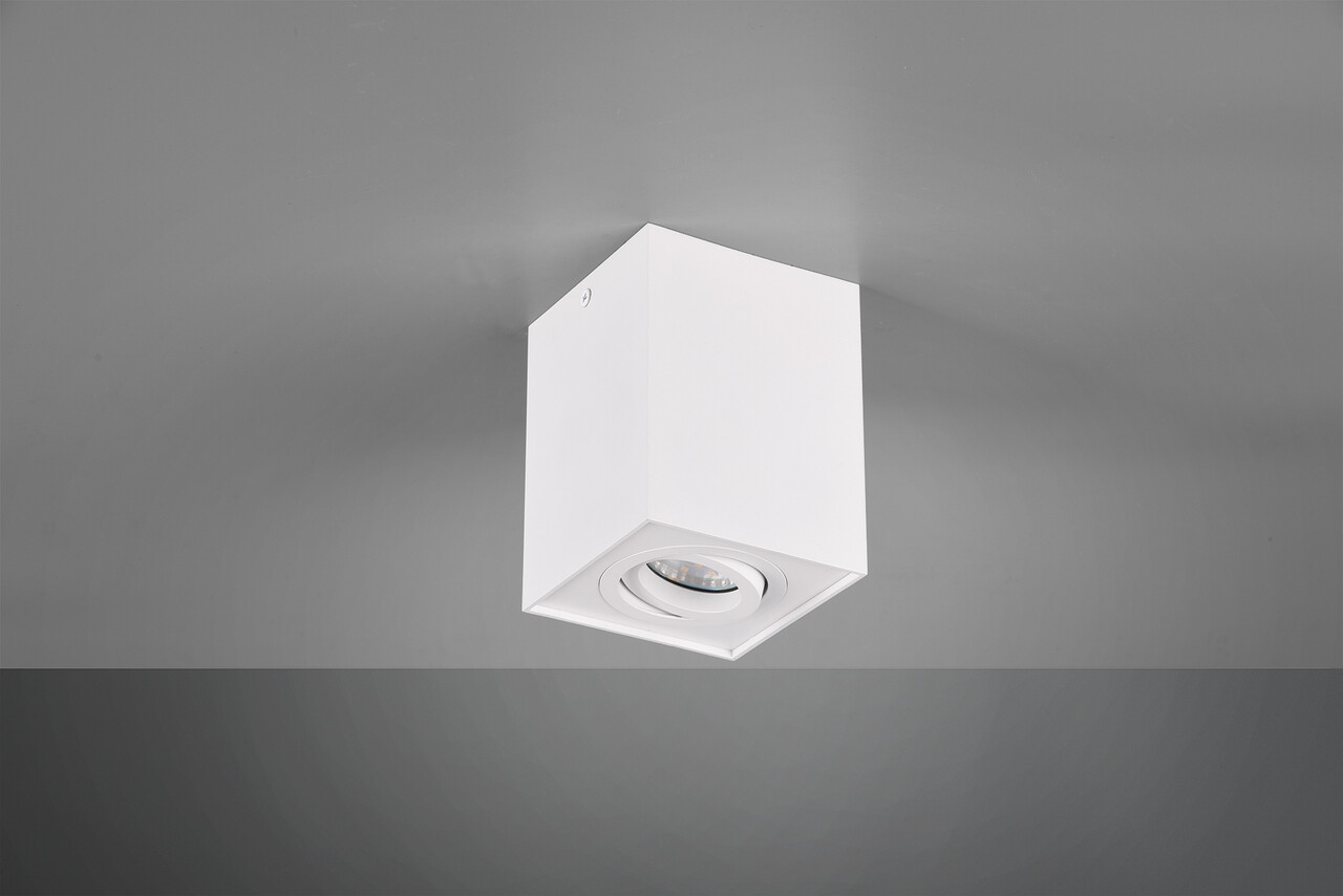 Plafoniera Biscuit, TRIO, 9.6x9.6x12.5 cm, 35W, 1x GU10, metal, alb mat