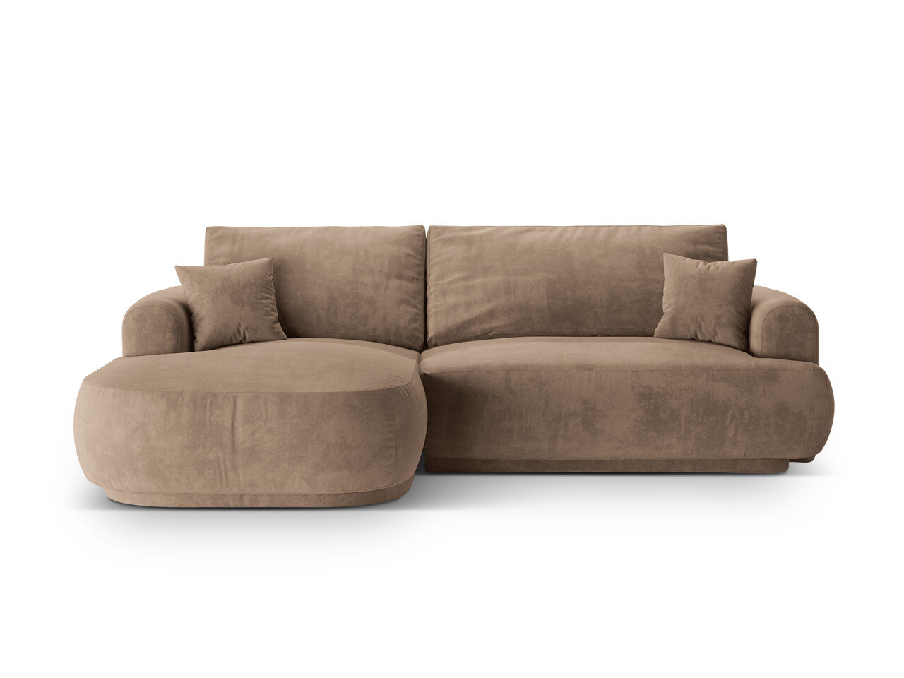 Coltar extensibil stanga 5 locuri, modular, cu lada depozitare, Ella, Micadoni Home, 271x174x94 cm, catifea, bej inchis
