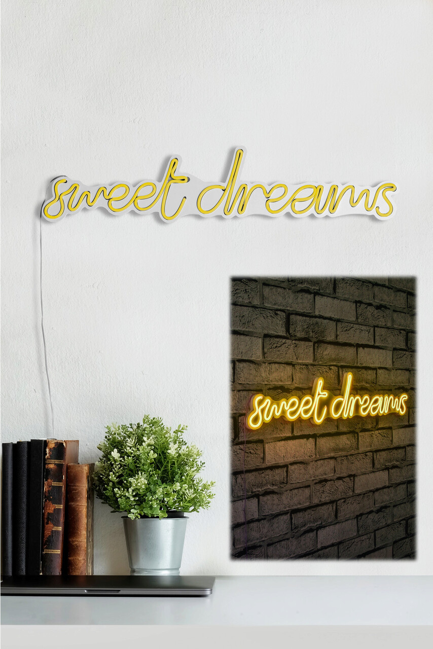Decoratiune luminoasa LED, Sweet Dreams, Benzi flexibile de neon, DC 12 V, Galben - 1 | YEO