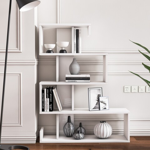 Biblioteca, minima, longway, 80 x 100 x 22 cm, pal melaminat, alb