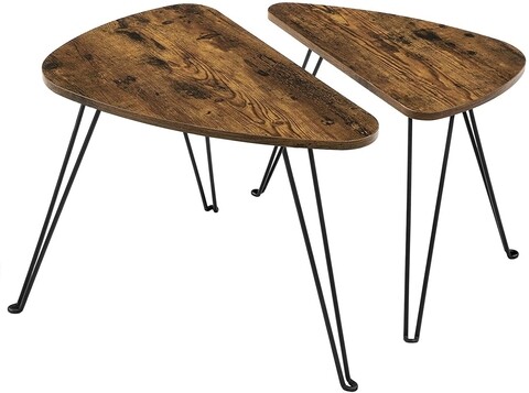 Set 2 masute de cafea nesting side, vasagle, pal/otel, maro rustic