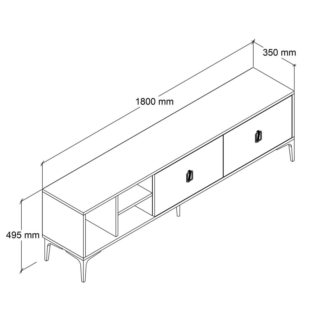 Comoda TV, Hanah Home, Era 3804, 180x50x35 cm, PAL, Stejar Safir / Alb — imaginea 5