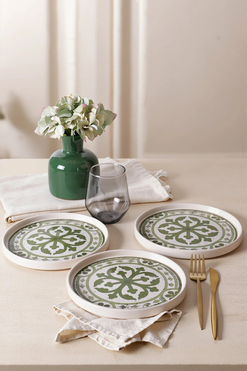 Set farfurii pentru desert, Hermia, 275KRM2609, Dimensiune: 21 cm (4 bucăți), Crem