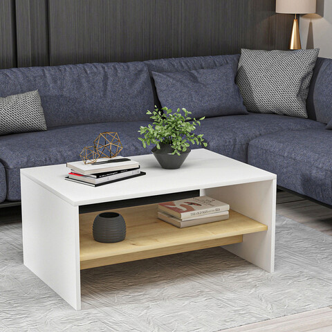 Masuta de cafea, olivia, apollon, 90x46.8x45 cm, pal, stejar alb / safir