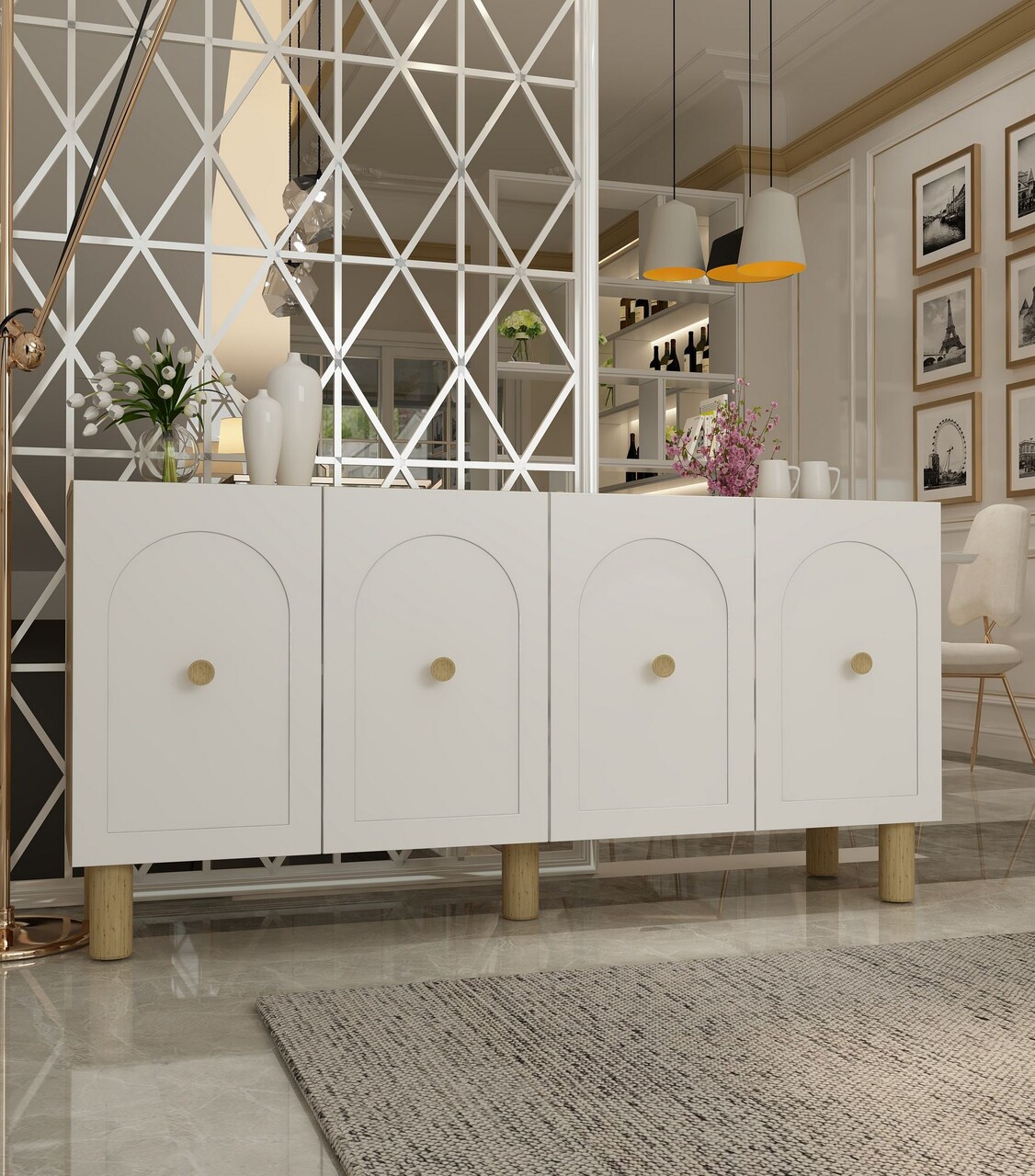 Consola, Hanah Home, Elle, 150x75x30 cm, PAL , Maro, Alb - view 2