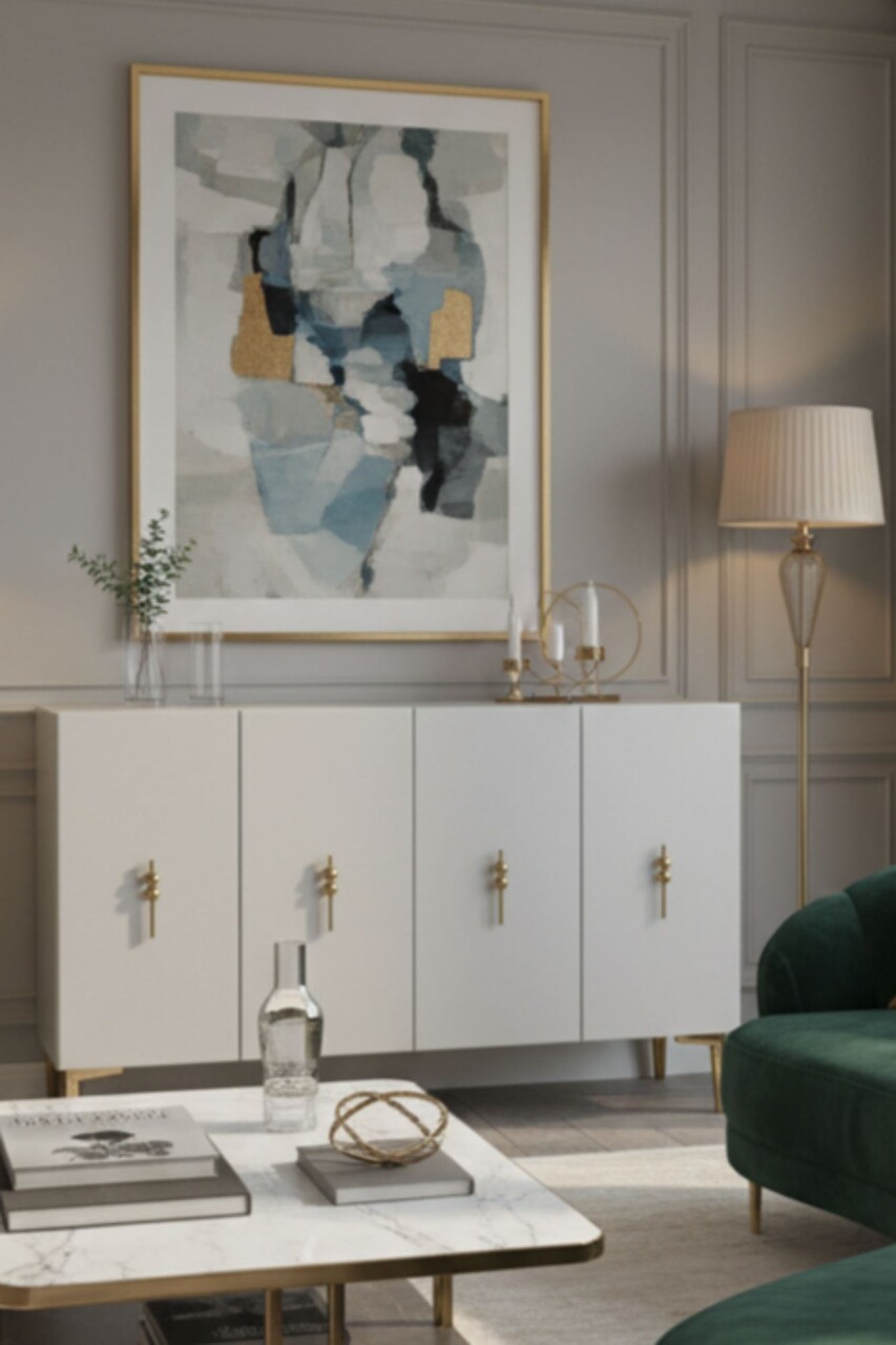 Consola, Hanah Home, Salkım 120, 120x79x32 cm, Alb/Auriu - view 2