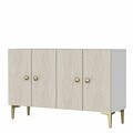 Consola, Hanah Home, Squarel 120, 120x75x32 cm, Alb / Travertin