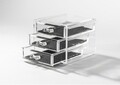 Organizator pentru bijuterii Compactor, 3 sertare, polistiren, transparent