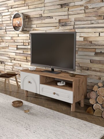 Comoda TV, Hanah Home, Serenta 105, 104x47x35 cm, PAL, Pin Atlantic / Alb