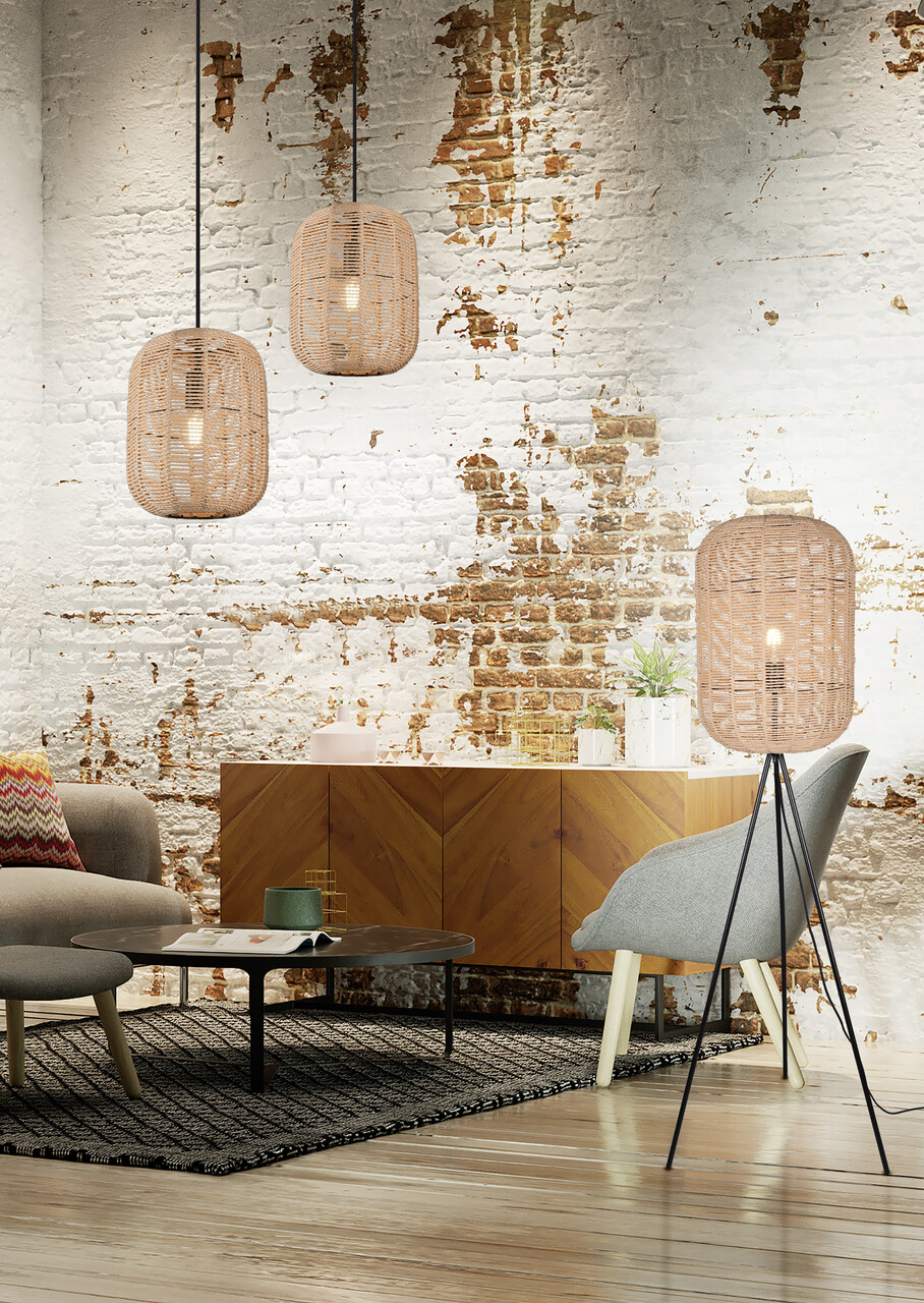 Lampadar Runa, TRIO, 35x150 cm, 40W, 1x E27, metal, negru mat/bej - view 3
