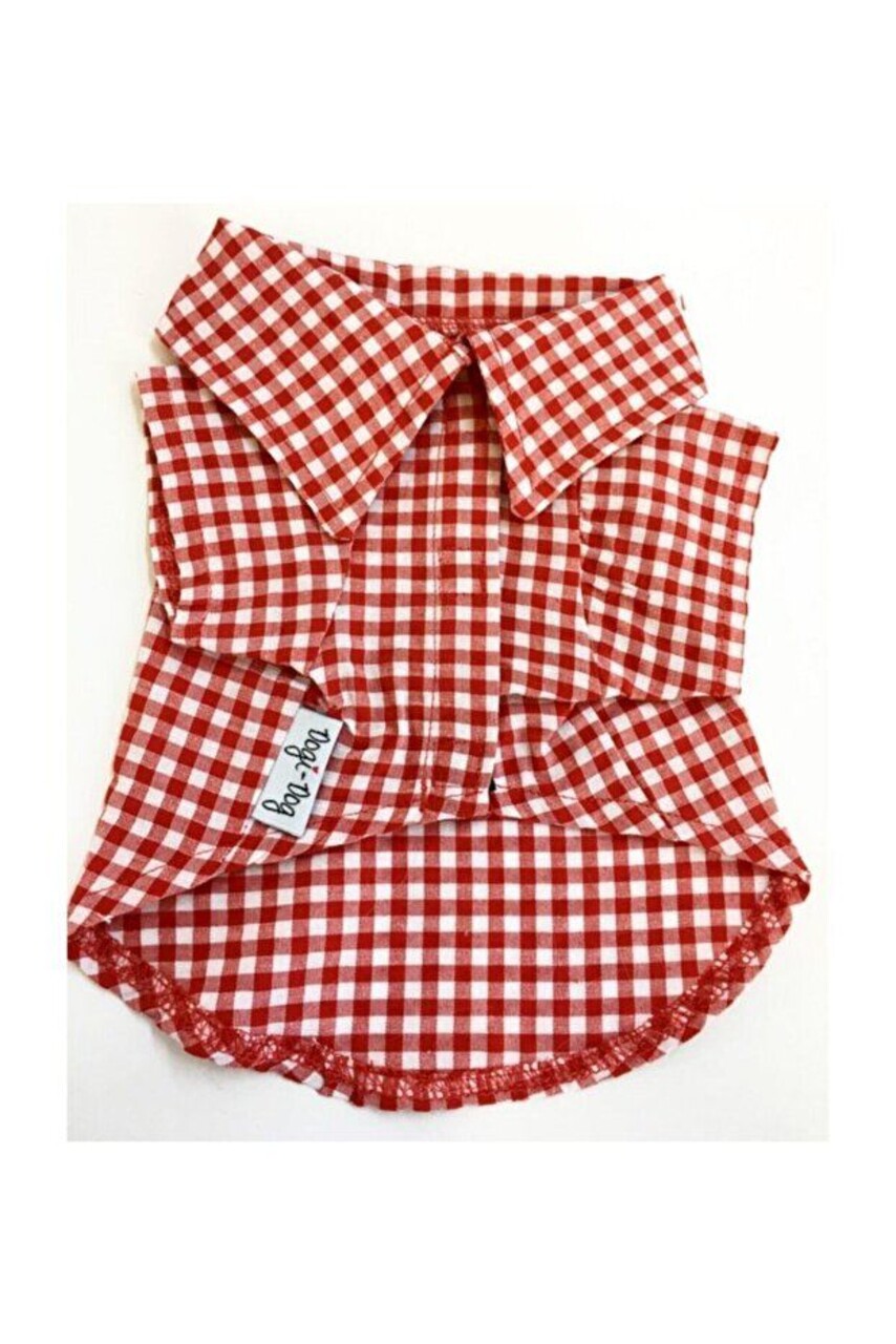 Hanorac pentru câini, Paws &amp; Whiskers, Redcheckered Shirt, Rosu/Alb - view 2