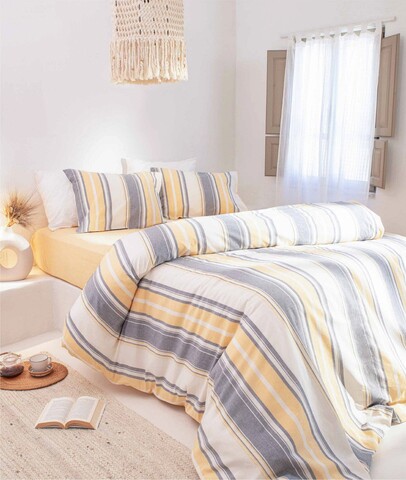 Lenjerie de pat pentru o persoana, viento - yellow, elliott, 50% bumbac / 50% poliester