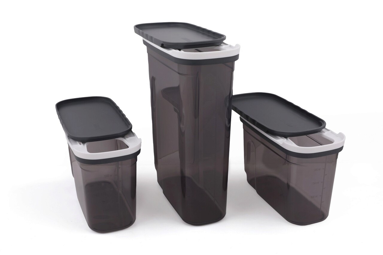 Set recipiente depozitare, Hermia, 964FRM1117, Dimensiune: 9,5 x 19,5 x 13 cm / 1250 ml (2 bucăți), Antracit - view 5