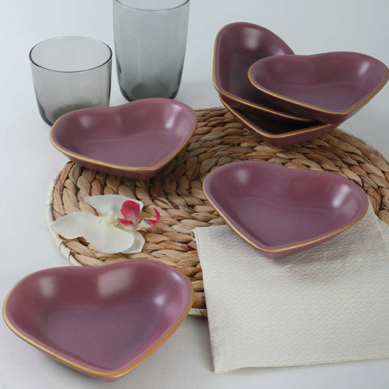 Set Boluri Pentru Aperitive, Keramika, 275KRM1674, Ceramica, Violet / Auriu