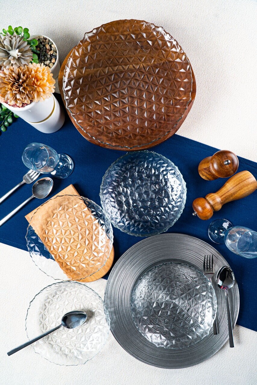 Set platouri servire desert, Hermia, 858CMR1903, Sticla, Farfurie de servire: 25 cm (1 bucată), Transparent — imaginea 4