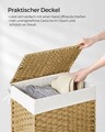 Cos de rufe, Songmics,  46x33x60 cm, 90 L, ratan sintetic/fier/bumbac, maro