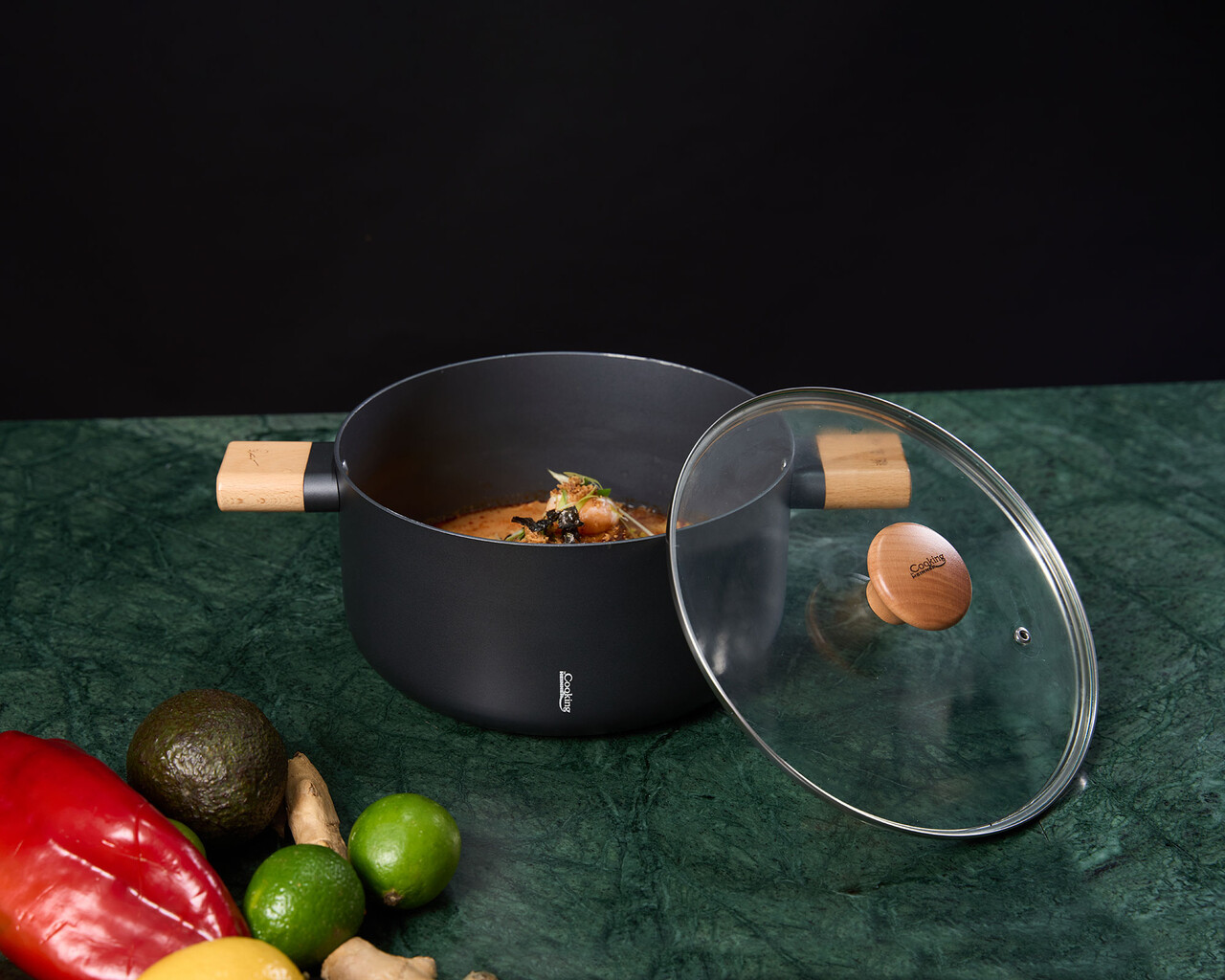 Oala cu capac, Samurai Gourmet by Rikito Watanabe si Cooking by Heinner, 24x12.5 cm, 5.3 L, aluminiu, negru/natur - imagine 10