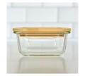 Caserola din sticla cu capac din bambus, 19.5x14x6.5 cm, 1040 ml