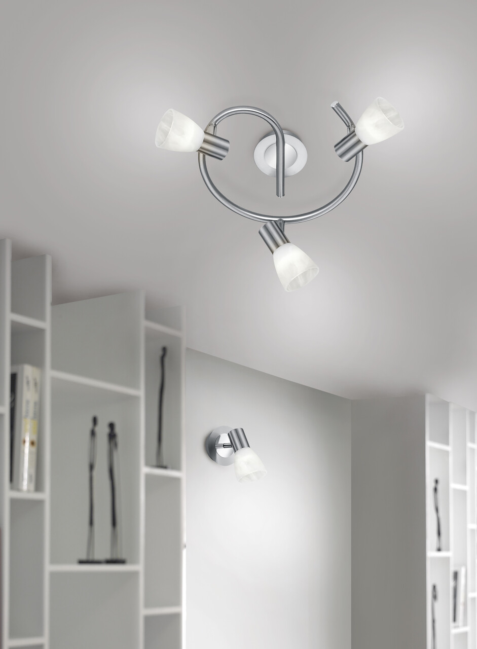 Plafoniera Levisto, TRIO, 30x21 cm, 4.9W, 3x E14, metal, nichel mat/alb