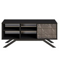 Comoda TV, Decorotika, North, 130x38.6x58.6 cm, Negru / Marmură
