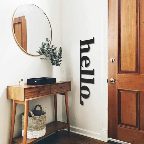 Decoratiune de perete, hello, otel, 30 x 99 cm, negru