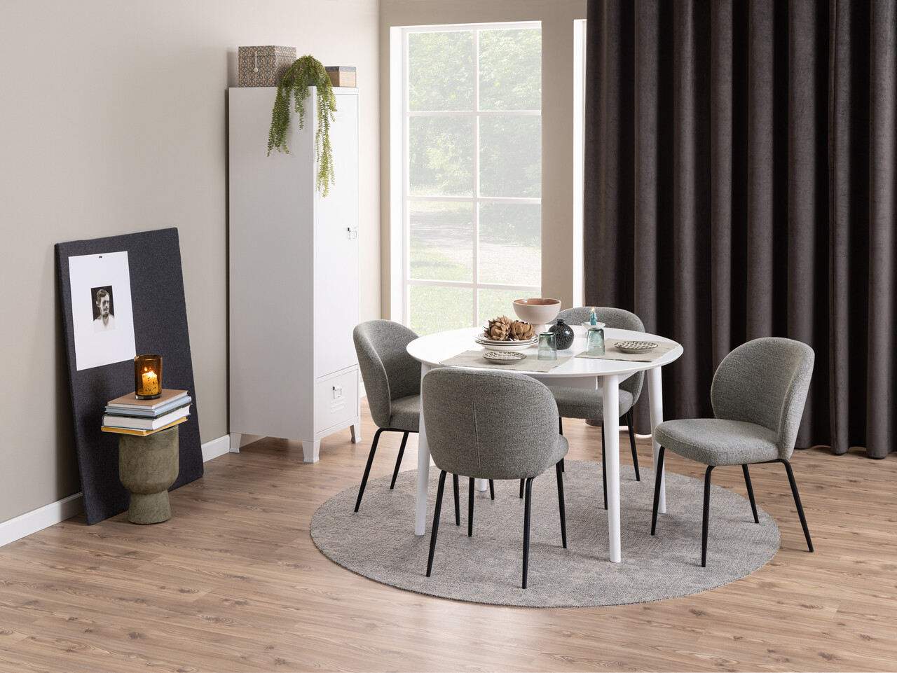 Scaun Patricia, Actona, 52x57.5x82 cm, tesatura Boucle/otel, gri - view 6