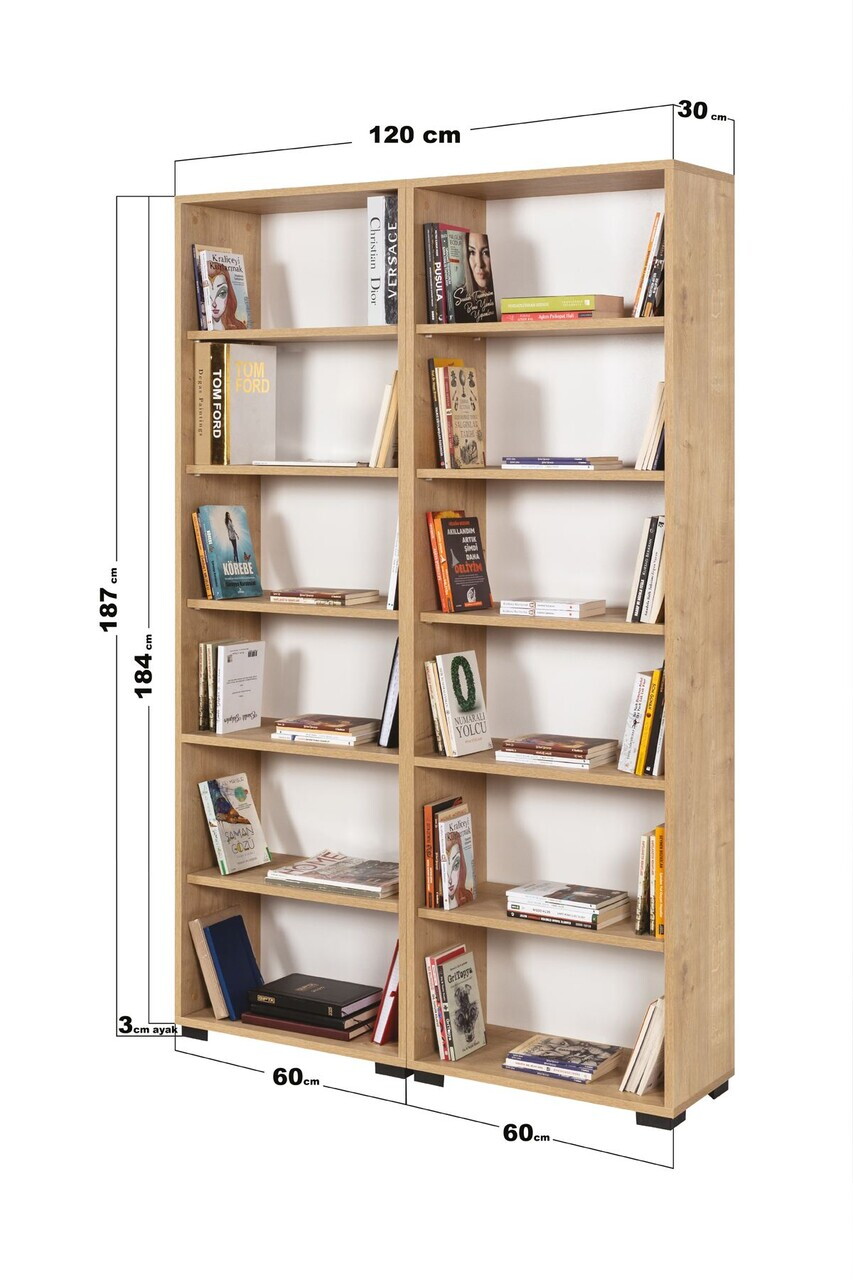Corp biblioteca, Hanah Home, Evm 8222, 120x187x30 cm, PAL, Maro — imaginea 4