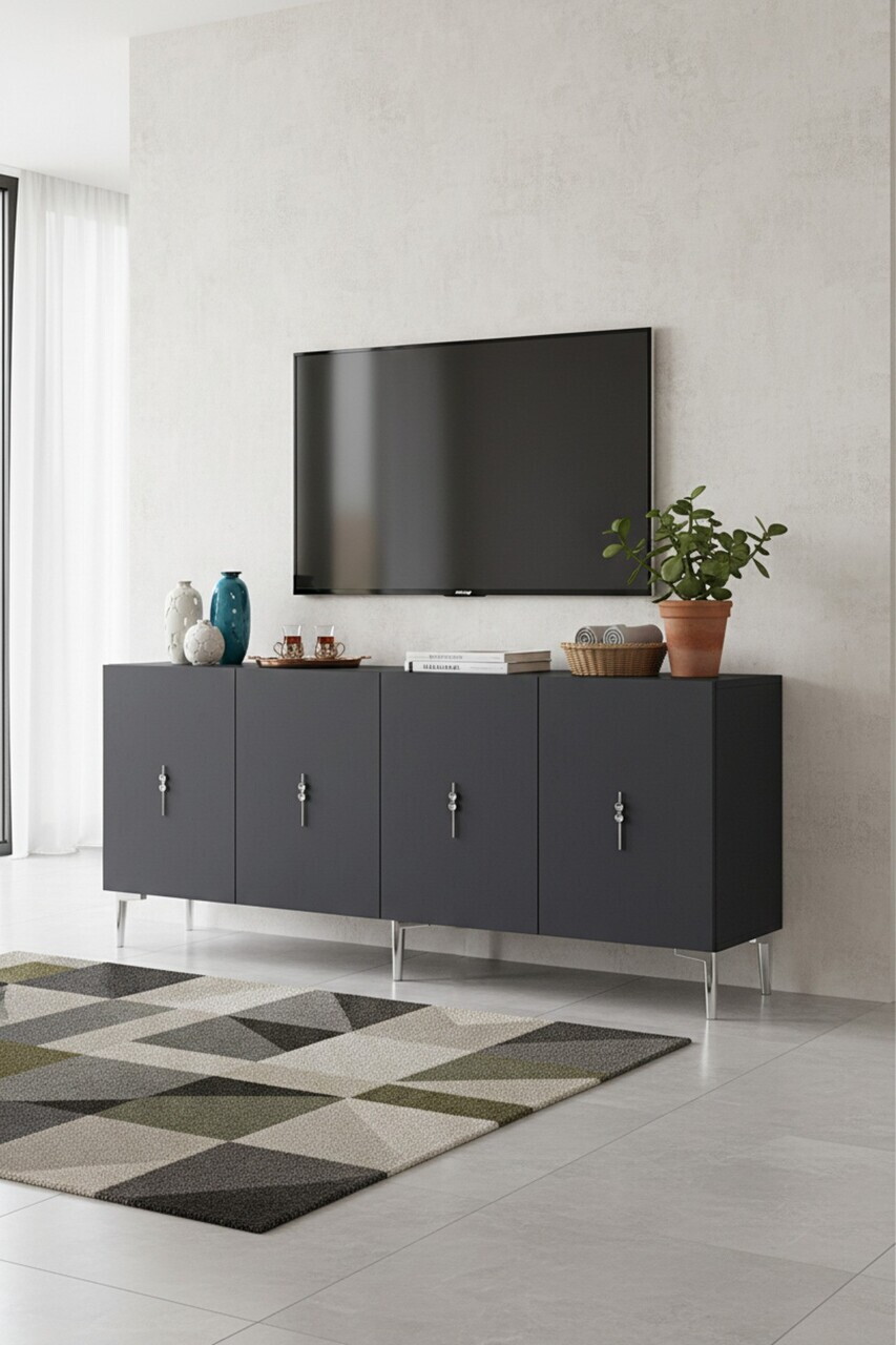 Consola, Hanah Home, Salkım 180, 180x75x32 cm, Antracit / Argintiu — imaginea 3