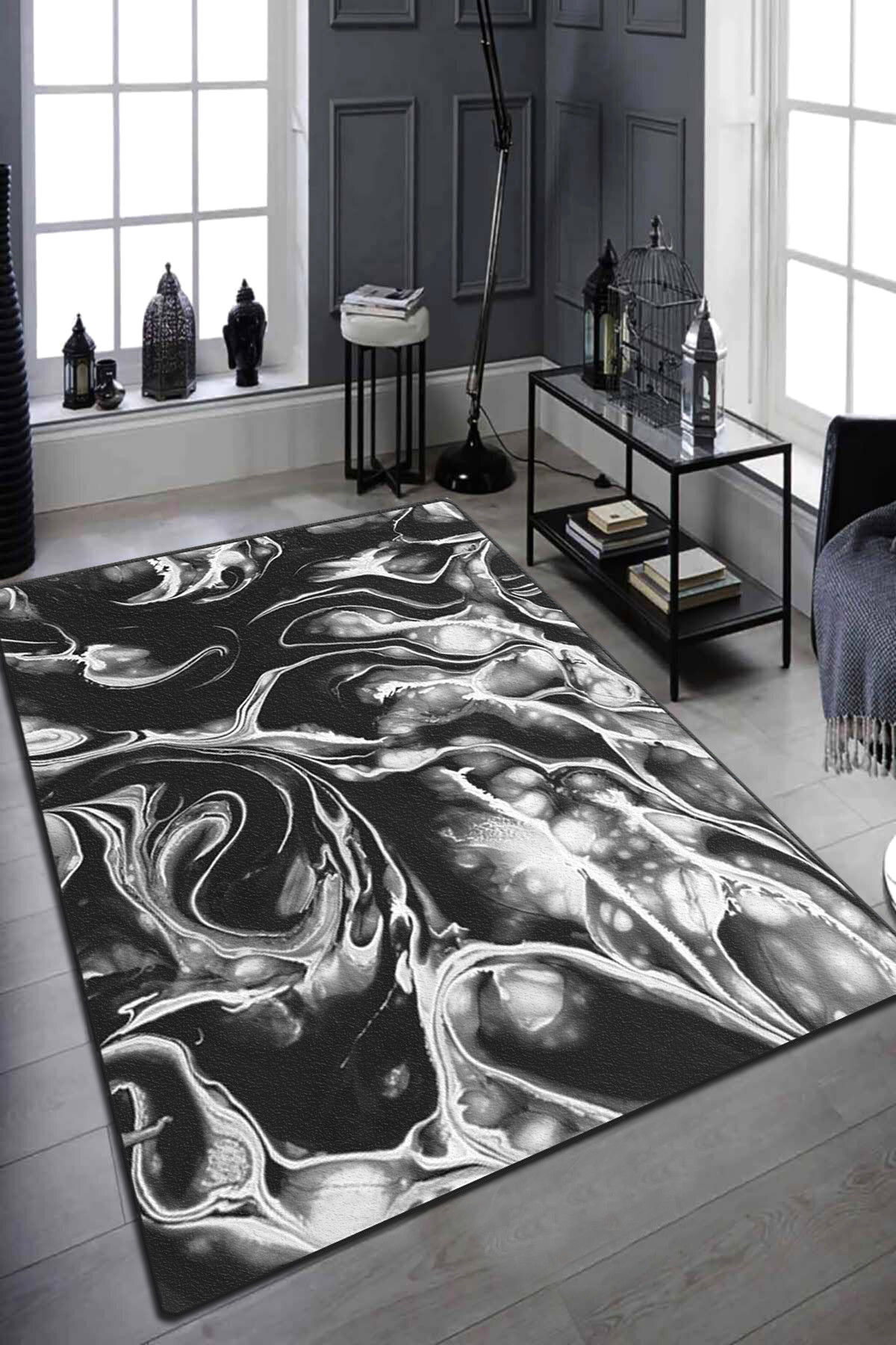 Covor, Mystery Djt, 150x240 cm, Alb/Negru