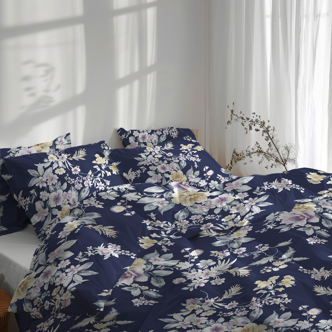 Lenjerie de pat pentru 2 persoane, Flower Decor, Bedora, 6 piese, 200x220, microfibra, multicolor - 1 | YEO