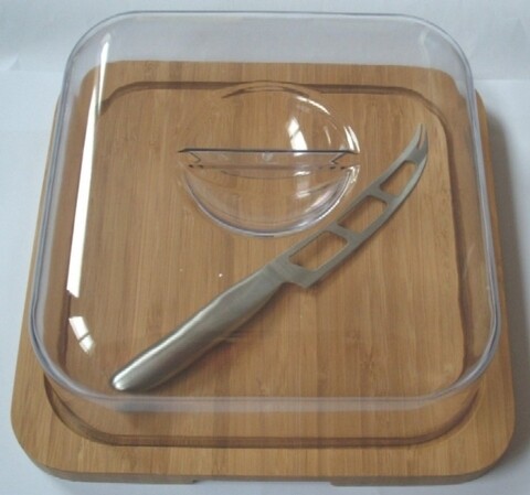 Tocator pentru branzeturi cu cutit si capac Jean Dubost, inox/lemn