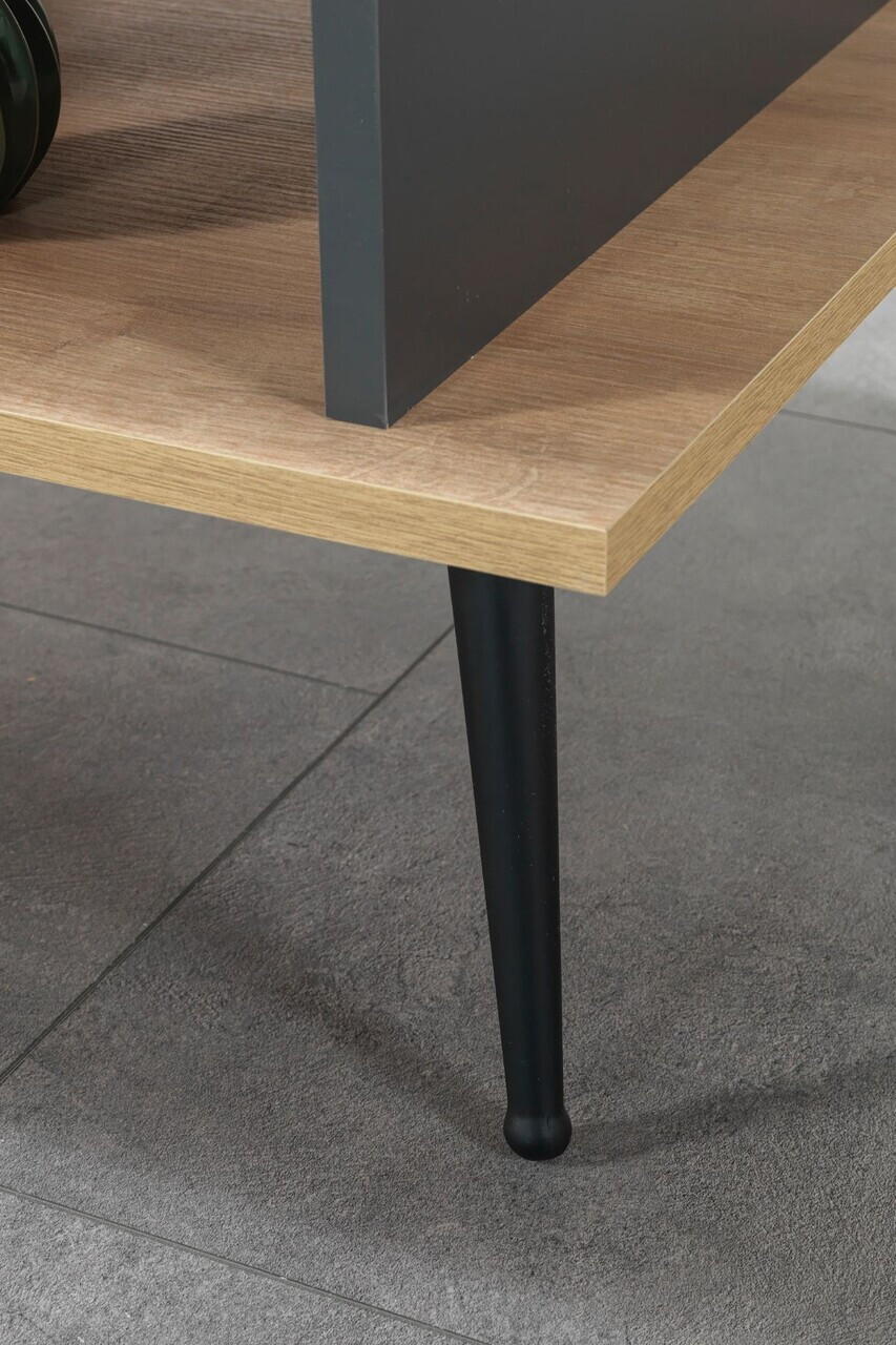 Masuta de cafea, Hanah Home, Şile 2009, 100x40x56 cm, PAL, Stejar safir / Antracit — imaginea 4