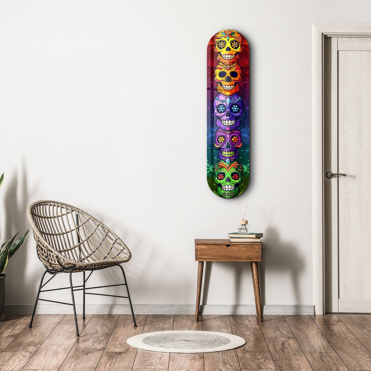 Tablou decorativ, Sugar Skulls v2, Dimensiune: 20 x 80 cm, Multicolor - view 3