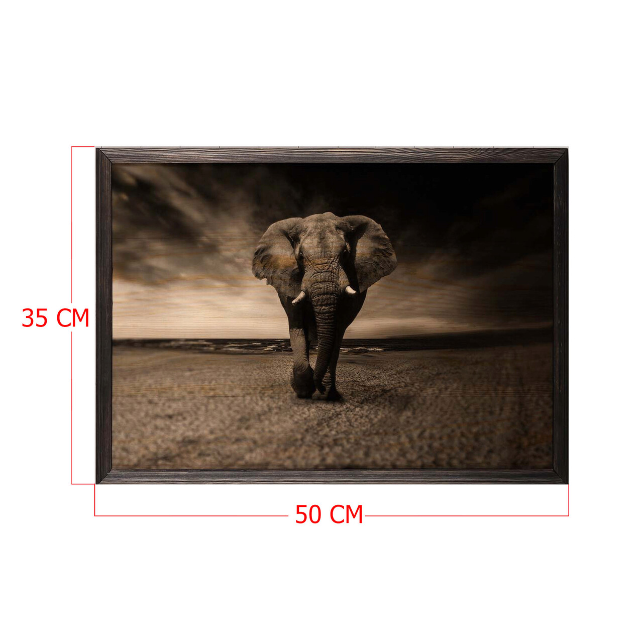 Tablou decorativ, Strong Elephant, Lemn, Lemn, Multicolor