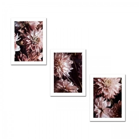 Set 3 tablouri decorative, Alpha Wall, Pastel Flowers, 30x40 cm